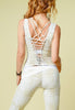 BEIGE CROCO W/WHITE ELASTIC